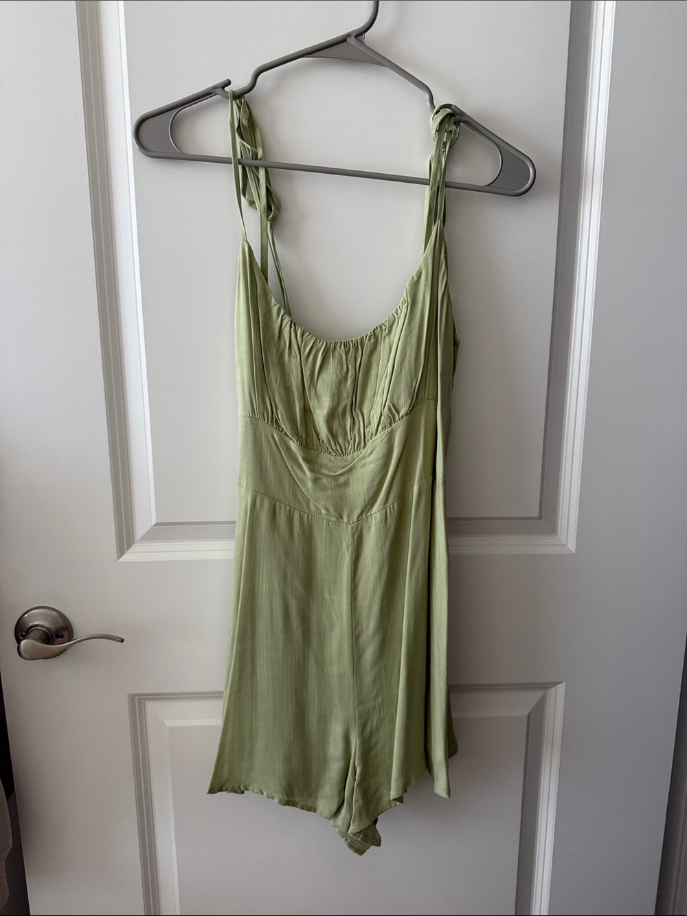 Urban Outfitters Light Green Tie-Shoulder Romper